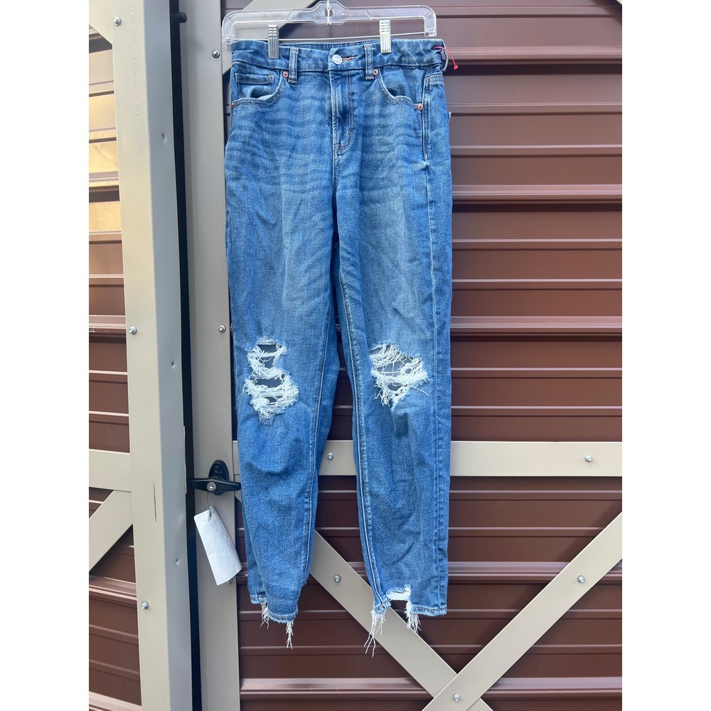 American Eagle Outfitters Womens‎ Size 4 Mom Jeans Distressed Ripped Light Wash